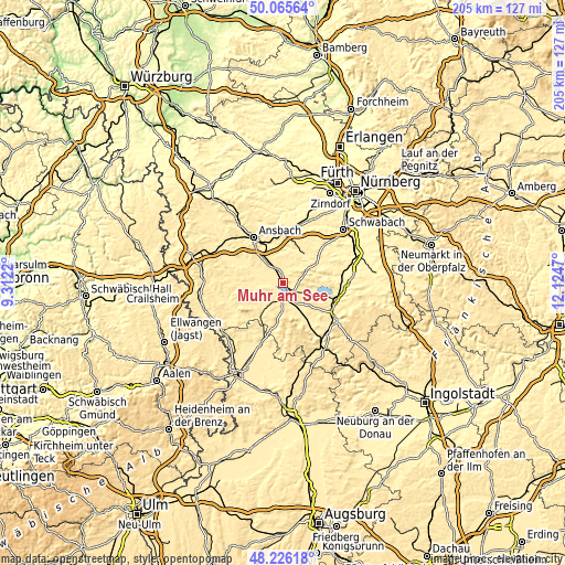 Topographic map of Muhr am See