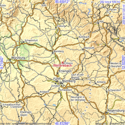 Topographic map of Weilersbach