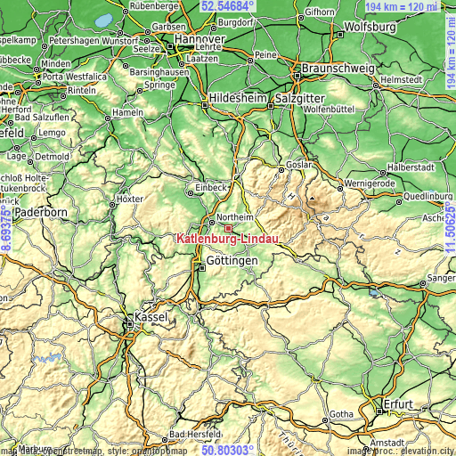 Topographic map of Katlenburg-Lindau