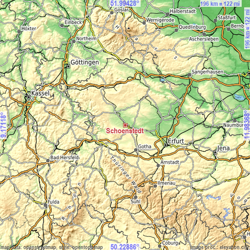 Topographic map of Schönstedt