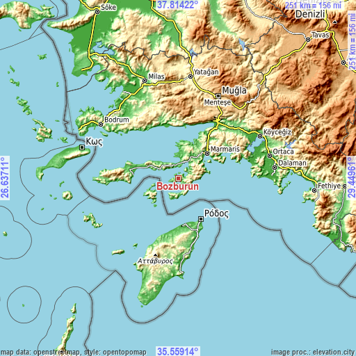 Topographic map of Bozburun