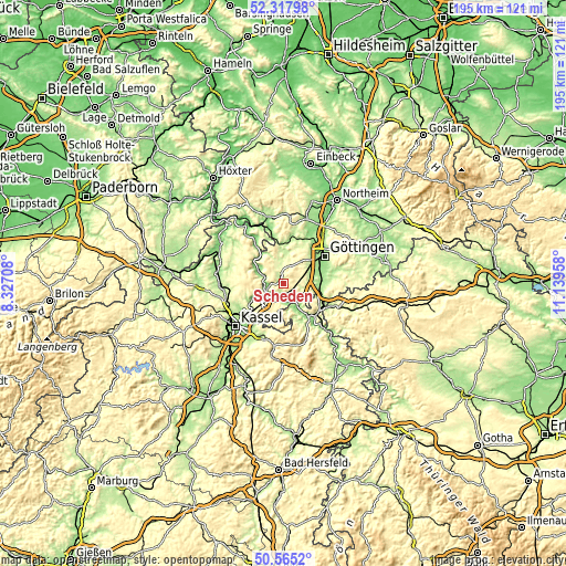 Topographic map of Scheden