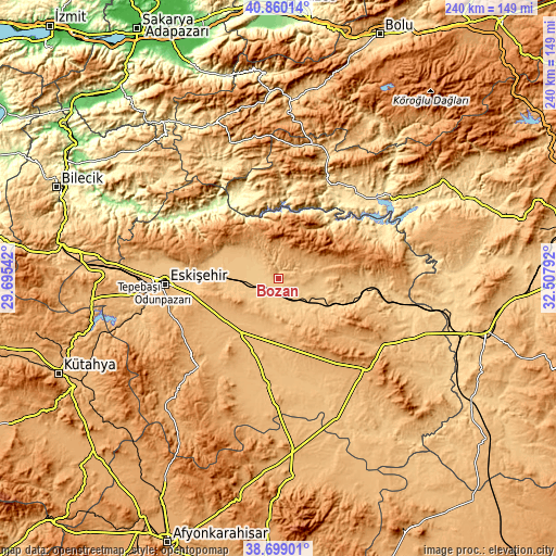 Topographic map of Bozan