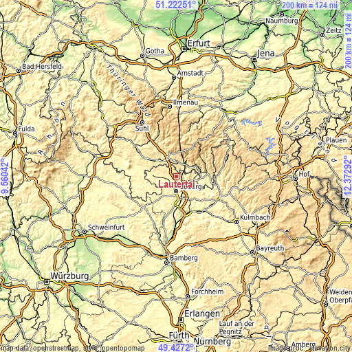 Topographic map of Lautertal