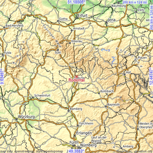 Topographic map of Rödental