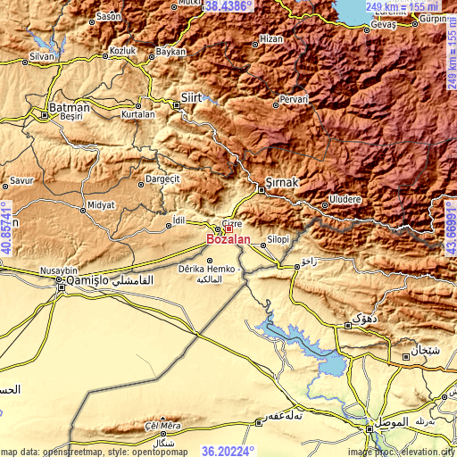 Topographic map of Bozalan