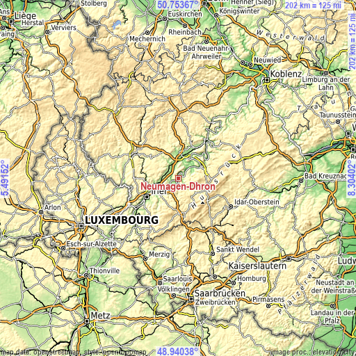 Topographic map of Neumagen-Dhron