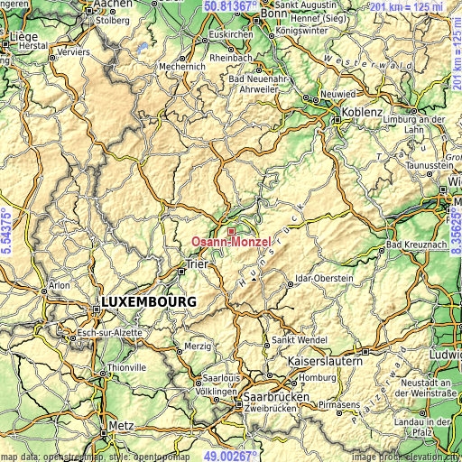 Topographic map of Osann-Monzel