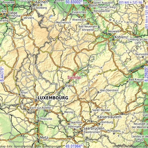 Topographic map of Salmtal