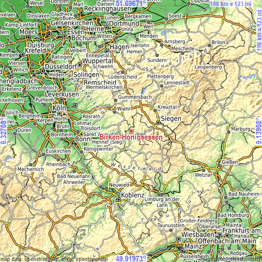 Topographic map of Birken-Honigsessen