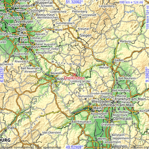 Topographic map of Dreikirchen