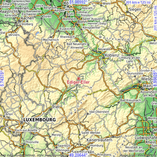 Topographic map of Ediger-Eller