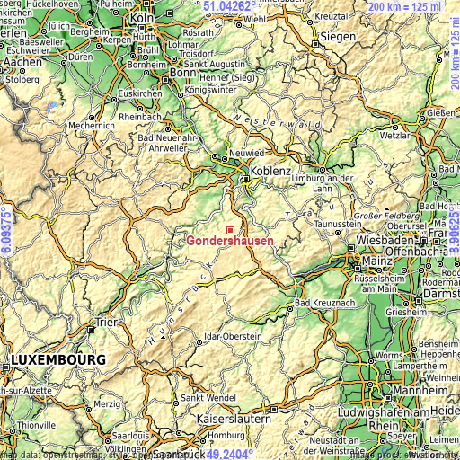 Topographic map of Gondershausen