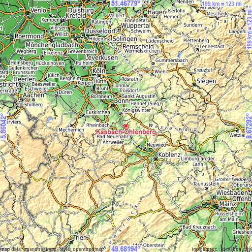 Topographic map of Kasbach-Ohlenberg