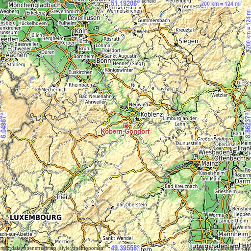 Topographic map of Kobern-Gondorf