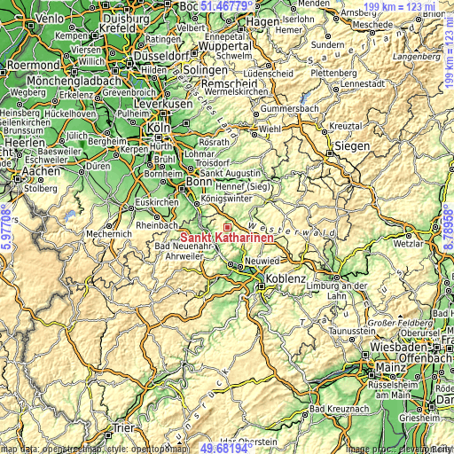 Topographic map of Sankt Katharinen