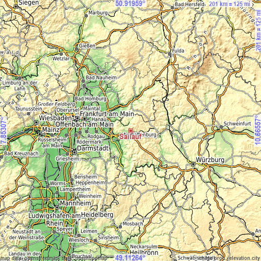 Topographic map of Sailauf