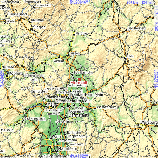 Topographic map of Florstadt