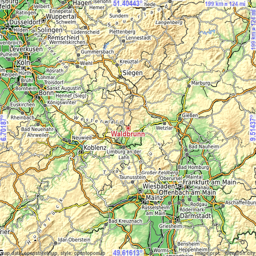 Topographic map of Waldbrunn