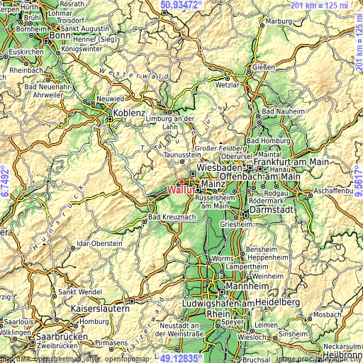Topographic map of Walluf