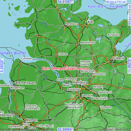 Topographic map of Klein Offenseth-Sparrieshoop