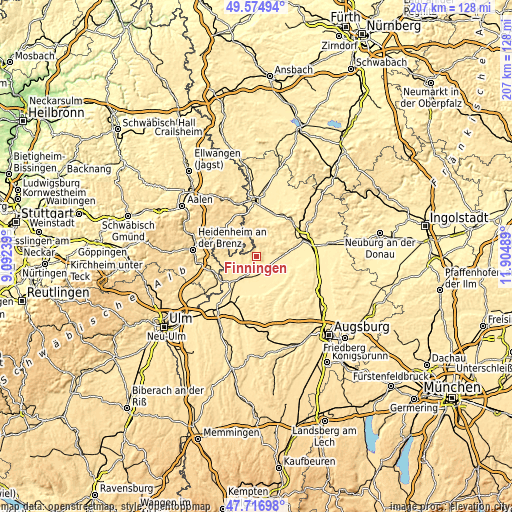 Topographic map of Finningen