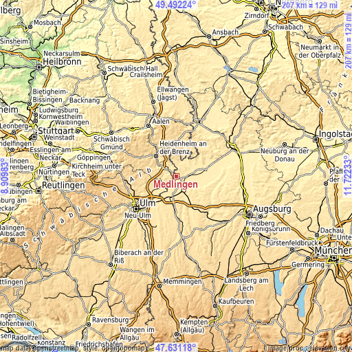 Topographic map of Medlingen