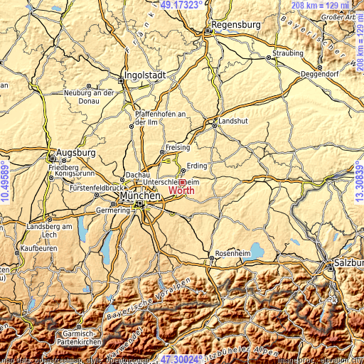 Topographic map of Wörth