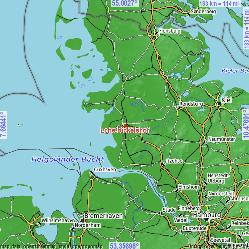 Topographic map of Lohe-Rickelshof