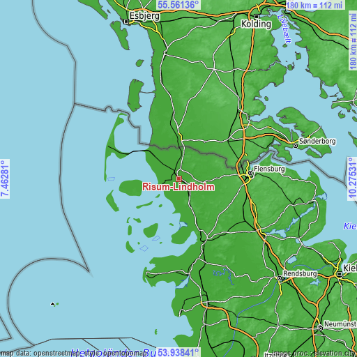 Topographic map of Risum-Lindholm