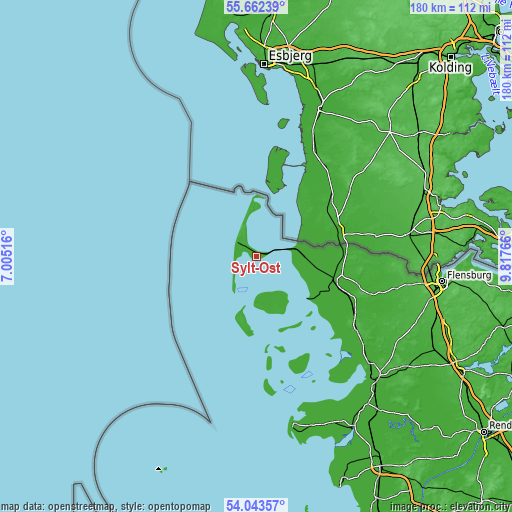 Topographic map of Sylt-Ost