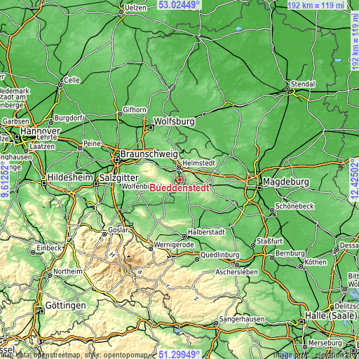 Topographic map of Büddenstedt