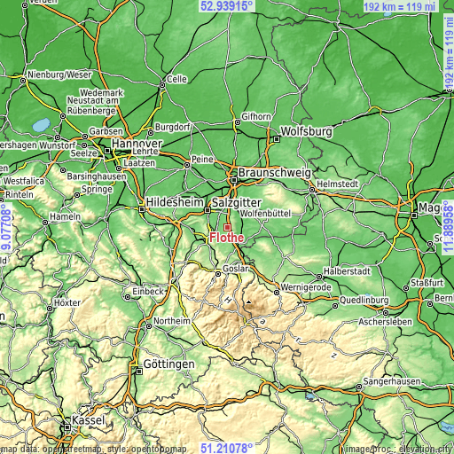 Topographic map of Flöthe