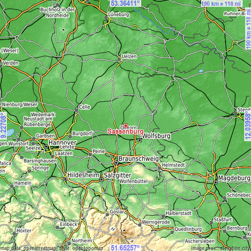 Topographic map of Sassenburg