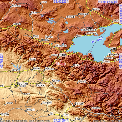Topographic map of Simek