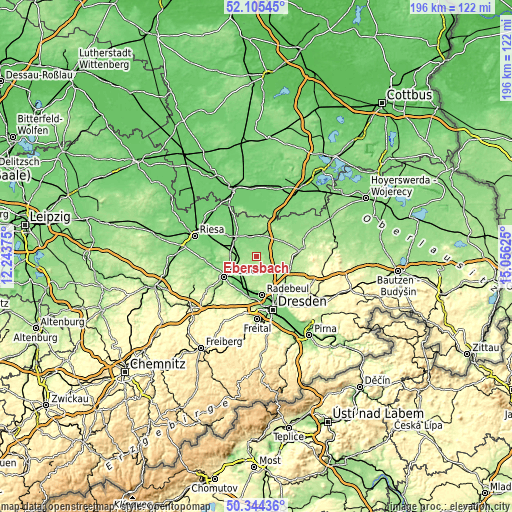 Topographic map of Ebersbach