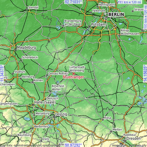 Topographic map of Mühlanger