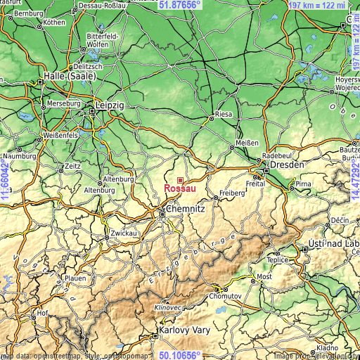 Topographic map of Rossau