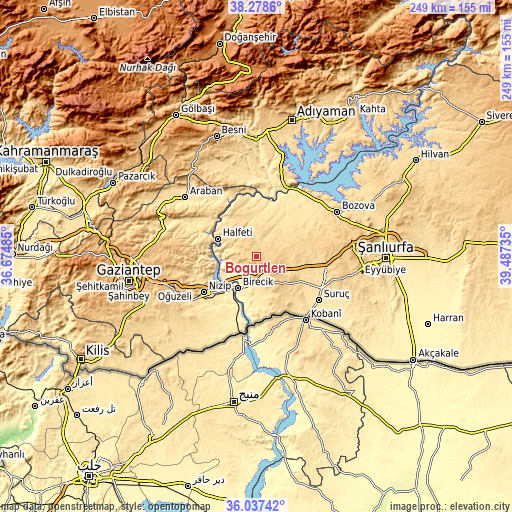 Topographic map of Böğürtlen