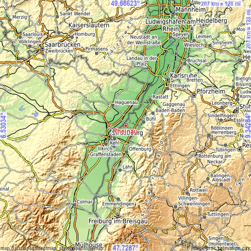 Topographic map of Rheinau