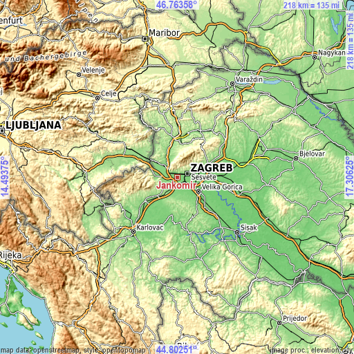 Topographic map of Jankomir