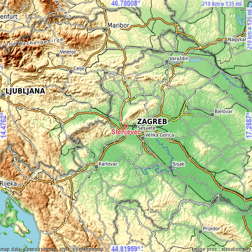 Topographic map of Stenjevec