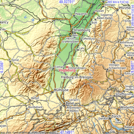 Topographic map of Vogtsburg