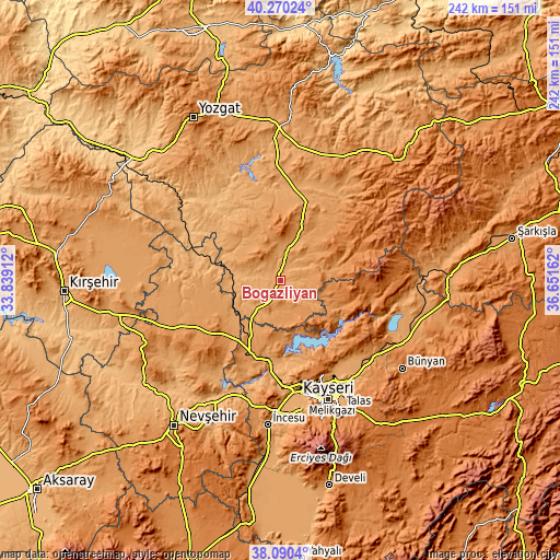 Topographic map of Boğazlıyan