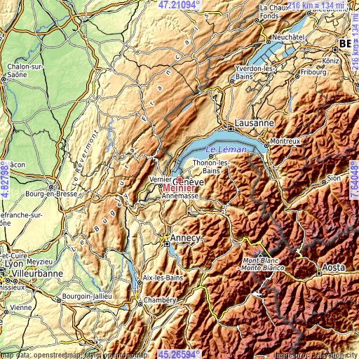 Topographic map of Meinier
