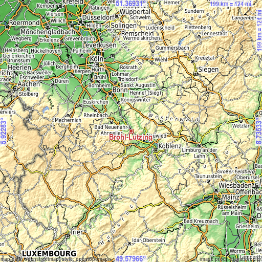 Topographic map of Brohl-Lützing