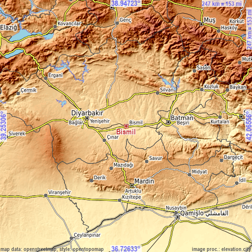 Topographic map of Bismil