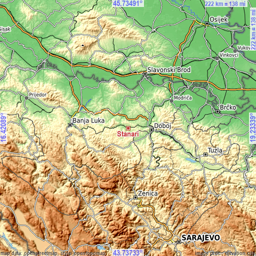 Topographic map of Stanari