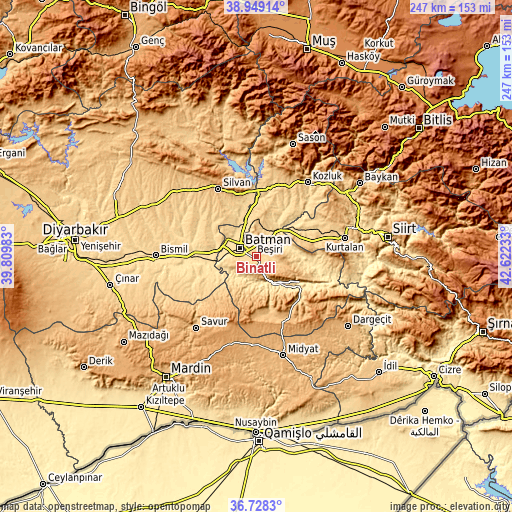Topographic map of Binatlı