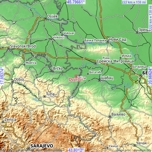 Topographic map of Dvorovi